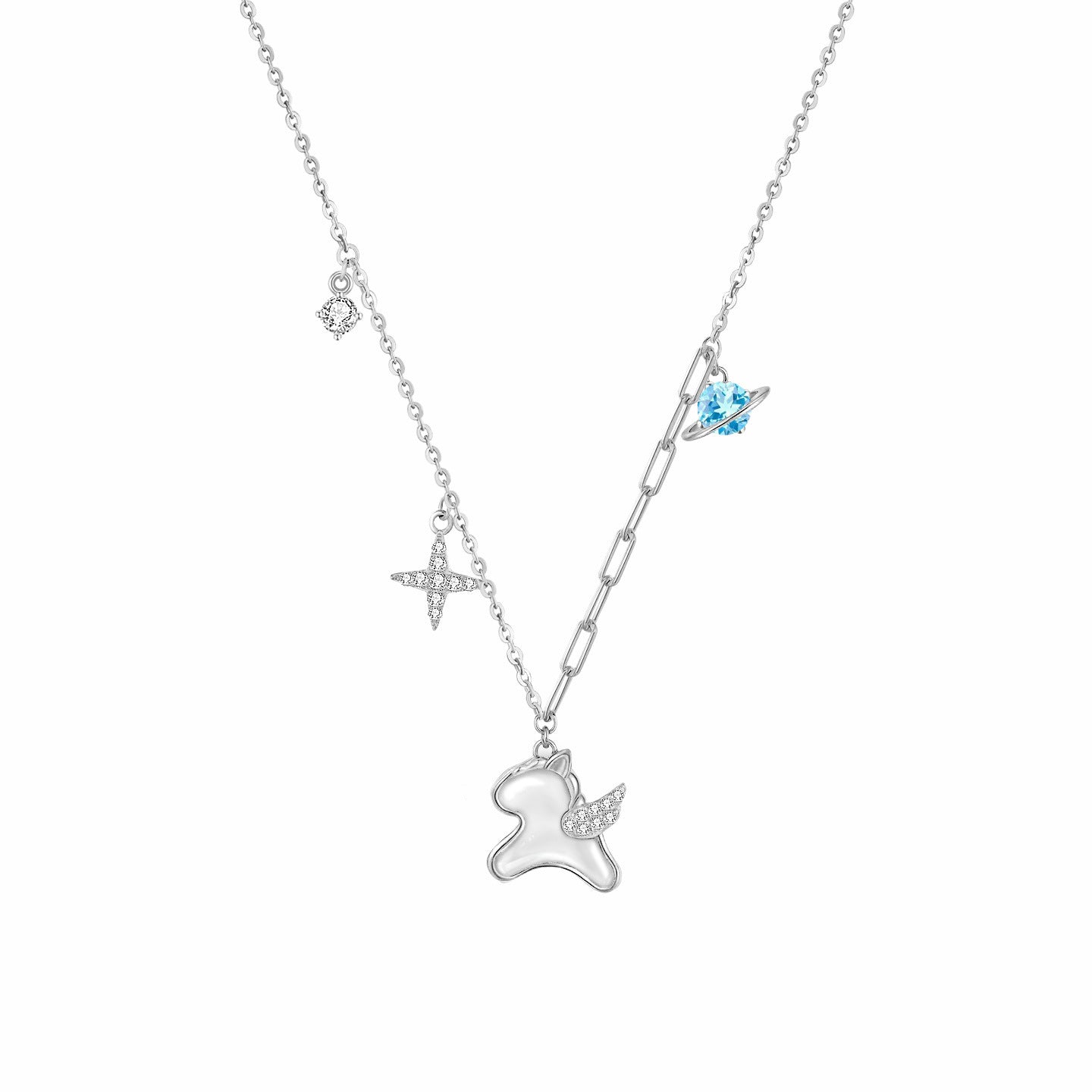 Collier charme licorne Aurore - Argent sterling S925, plaqué rhodium
