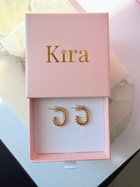 Boucles d'oreilles cordes torsadées - Acier inoxydable, Plaqué or 18 carats