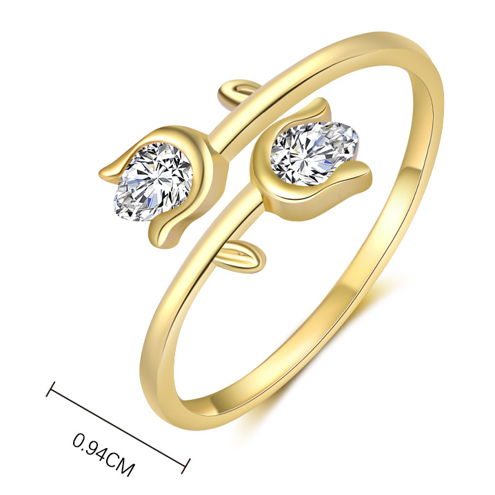 Tulip Glow Adjustable Ring- S925 sterling silver, 18K gold plated