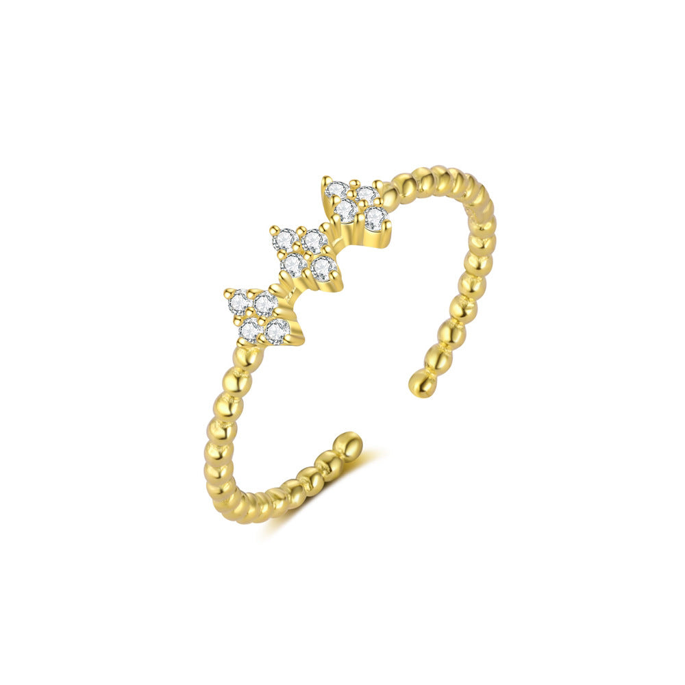 Radiance Trio Ring- S925 Sterling Silver, 18K Gold Plated, Adjustable