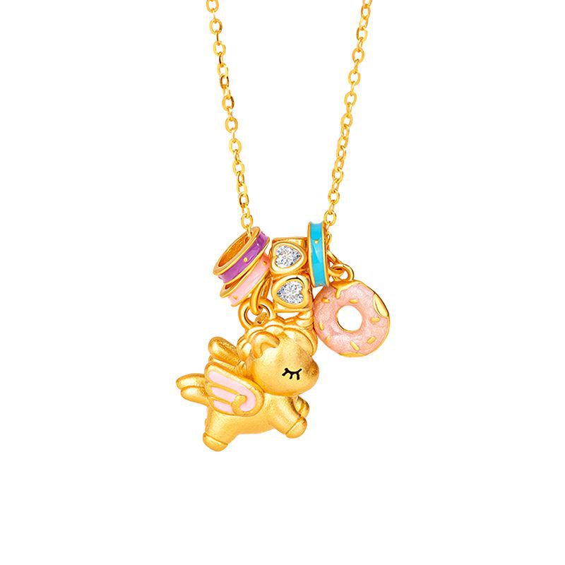 Dreamy Donut Unicorn Necklace- S925 Sterling Silver, 18K Gold Plated
