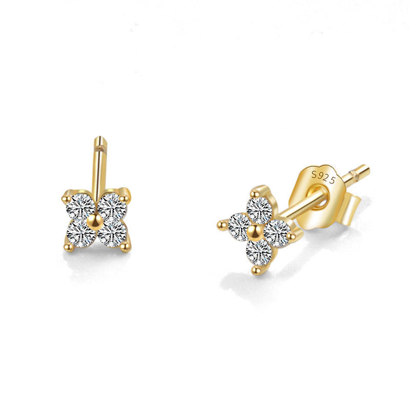 Mini clous d'oreilles étincelants - Argent sterling S925, plaqué or 18 carats
