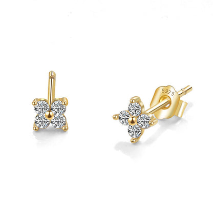 Mini clous d'oreilles étincelants - Argent sterling S925, plaqué or 18 carats