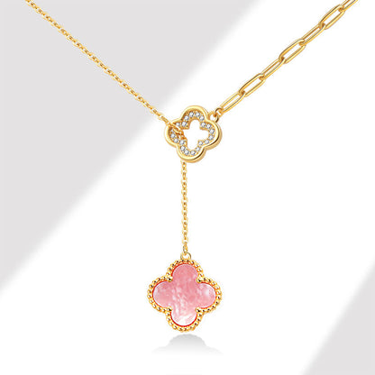 Clover Grace Necklace- S925 Sterling silver, 18K gold plated with Zircon