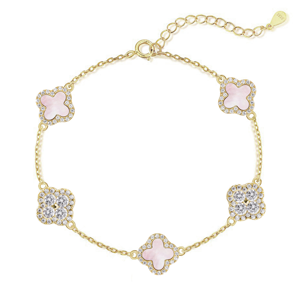 Clover Prism Bracelet- S915 Sterling SIlver, 14K Gold Plated