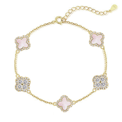Clover Prism Bracelet- S915 Sterling SIlver, 14K Gold Plated