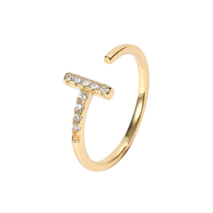 Bague Sparkline T en argent sterling 925, plaqué or 18 carats