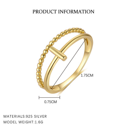 Axis Ring-S925 Sterling Silver, 18K Gold Plated