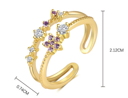Bloomline Ring- S925 Sterling Silver, 18K Gold Plated