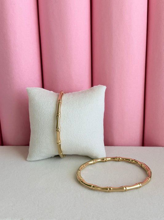 Bamboo Luxe Bangle- Stainless Steel, 18K Gold Plated
