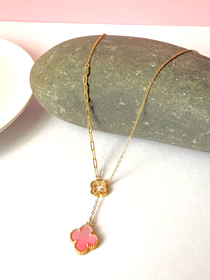 Clover Grace Necklace- S925 Sterling silver, 18K gold plated with Zircon