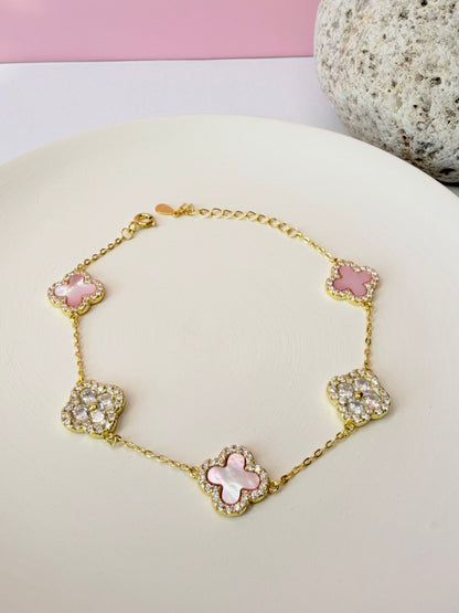 Clover Prism Bracelet- S915 Sterling SIlver, 14K Gold Plated