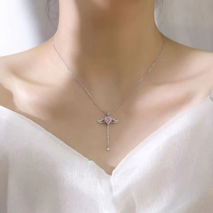 Collier Aile d'Ange en Cristal - Argent Sterling S925, Plaqué Rhodium, Zircon