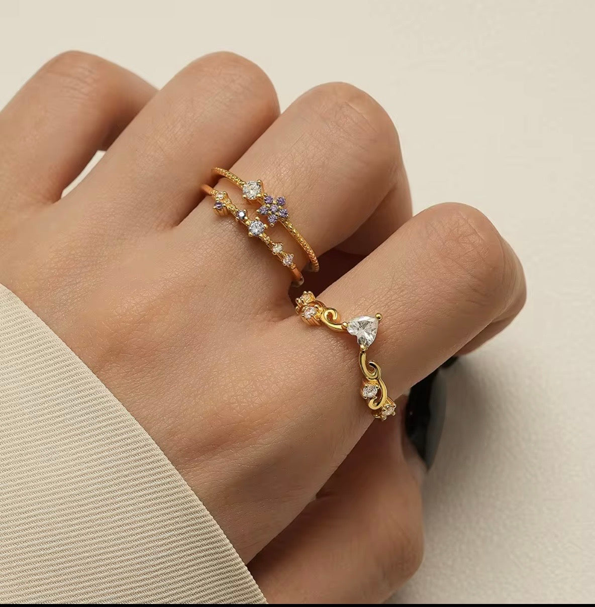 Bloomline Ring- S925 Sterling Silver, 18K Gold Plated