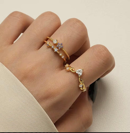 Bloomline Ring- S925 Sterling Silver, 18K Gold Plated