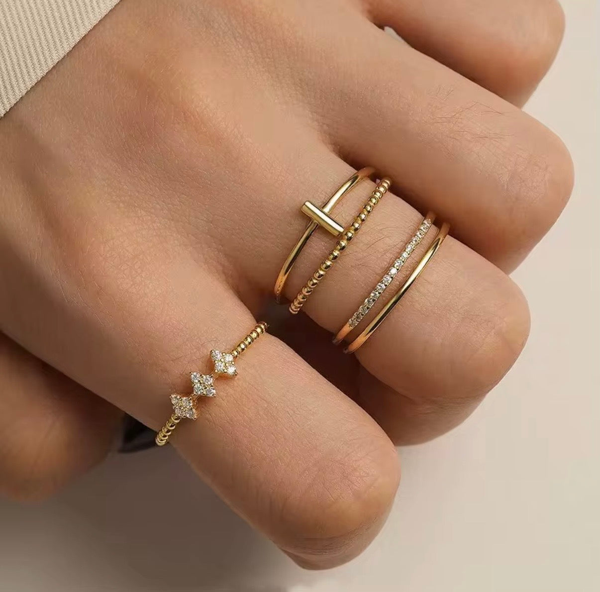 Axis Ring-S925 Sterling Silver, 18K Gold Plated