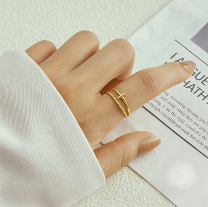 Axis Ring-S925 Sterling Silver, 18K Gold Plated