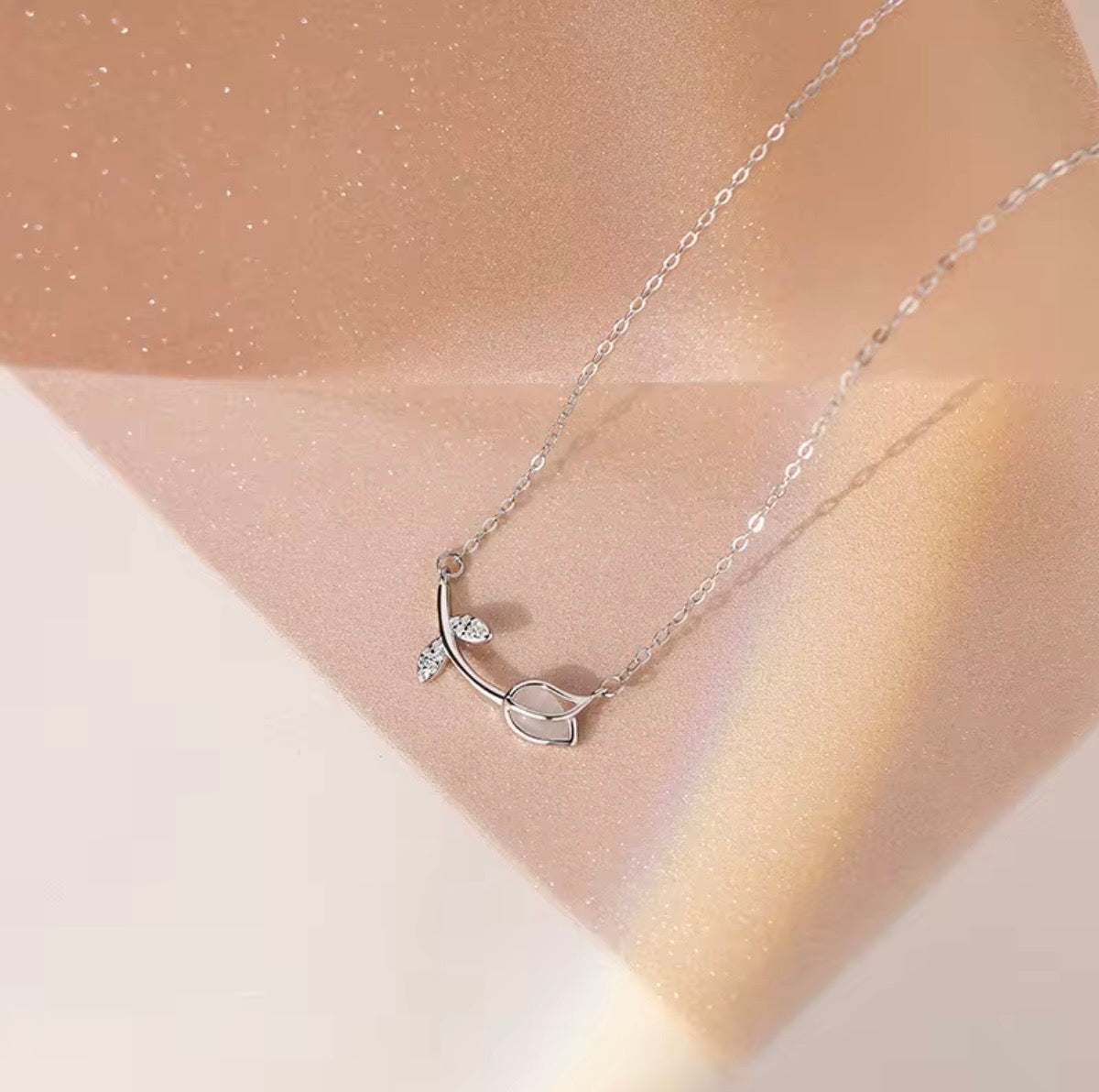 Collier Tulipe - Argent sterling S925, Plaqué rhodium