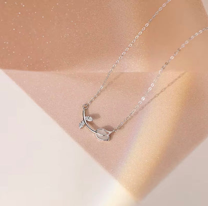 Collier Tulipe - Argent sterling S925, Plaqué rhodium