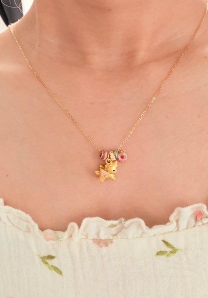 Dreamy Donut Unicorn Necklace- S925 Sterling Silver, 18K Gold Plated