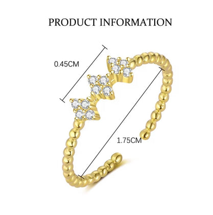 Radiance Trio Ring- S925 Sterling Silver, 18K Gold Plated, Adjustable