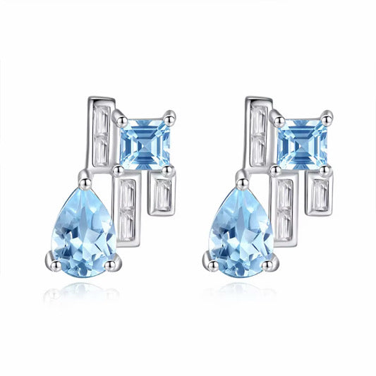 Artic Frosted Drop Stud- S925 Sterling Silver, Rhodium Plated