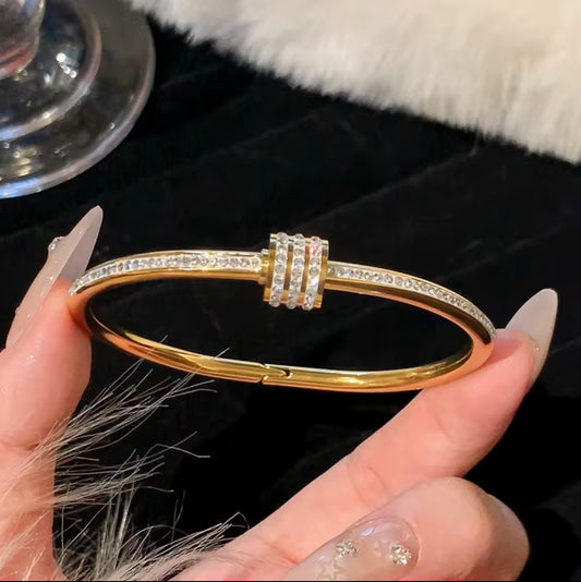 Glowline Bangle- Stainless Steel, 18K Gold Plated