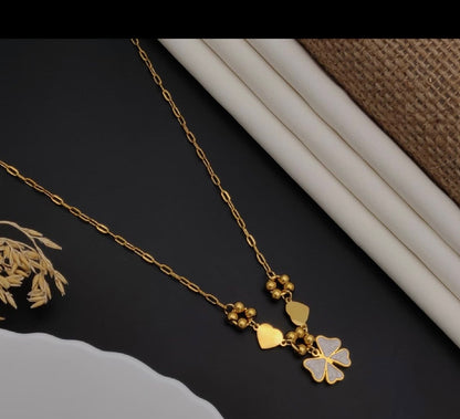 Cupid's Bow Necklace, Stainless Steel-18K Gold Plated