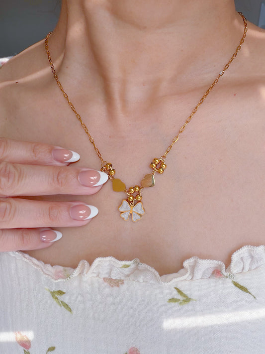 Cupid's Bow Necklace, Stainless Steel-18K Gold Plated