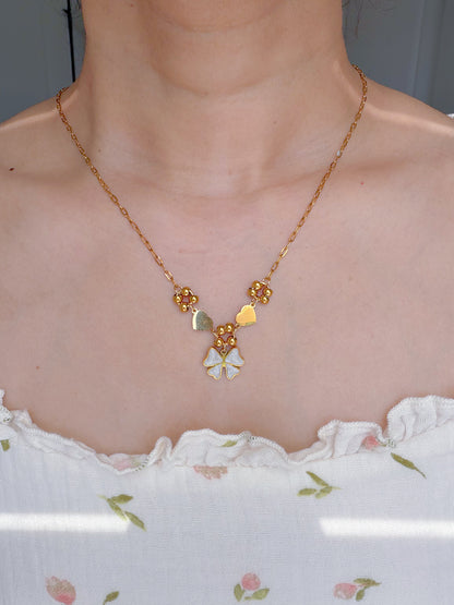 Cupid's Bow Necklace, Stainless Steel-18K Gold Plated