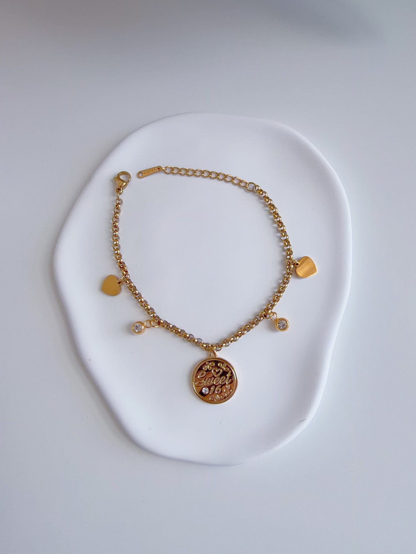 Sweet 16 Dream Bracelet- Stainless Steel, 18K Gold Plated