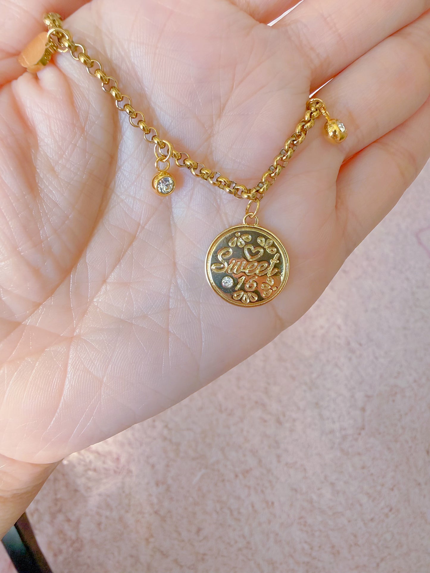 Sweet 16 Dream Bracelet- Stainless Steel, 18K Gold Plated