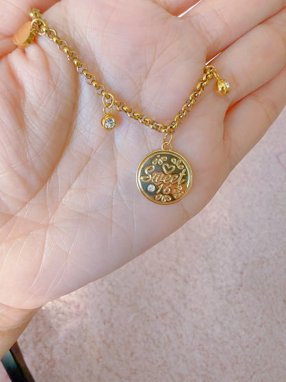 Sweet 16 Dream Bracelet- Stainless Steel, 18K Gold Plated