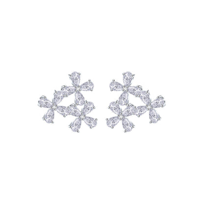 Triple Whisper Earring Studs- S925 Sterling Silver, Rhodium Plated
