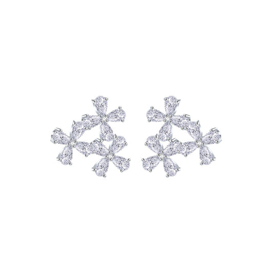 Triple Whisper Earring Studs- S925 Sterling Silver, Rhodium Plated