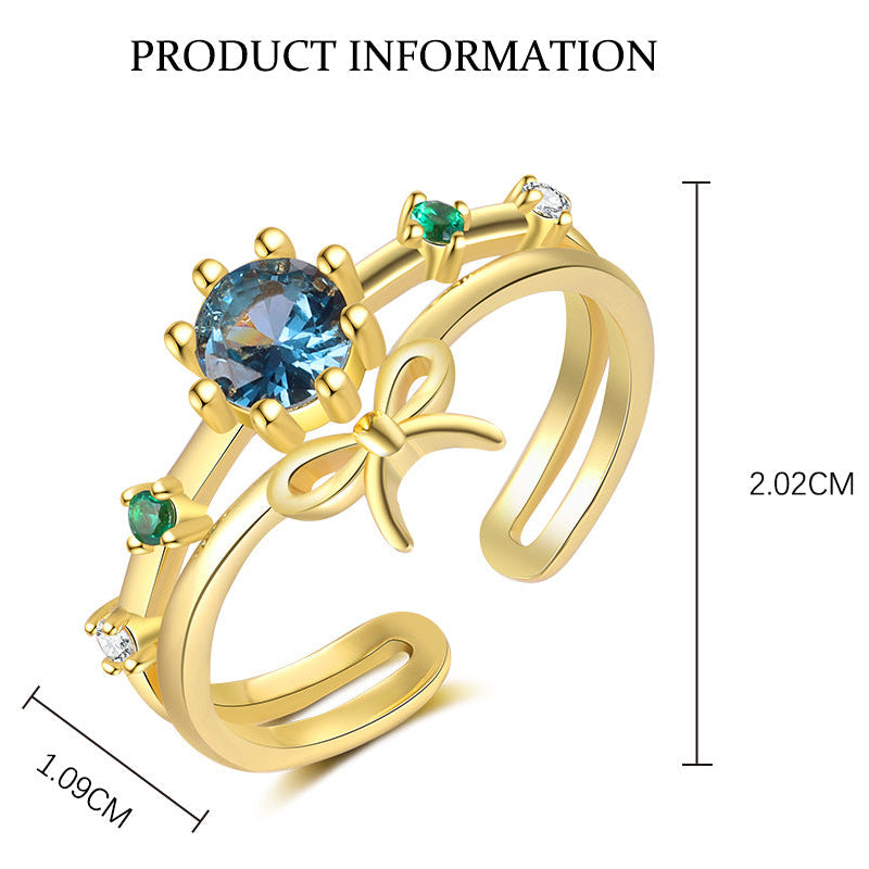 Love Knot Ring- S925 Sterling Silver, 18K Gold Plated, Zircon
