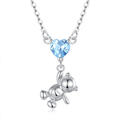 Collier Ours Amoureux - Argent Sterling S925, Plaqué Rhodium
