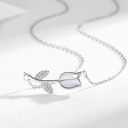 Collier Tulipe - Argent sterling S925, Plaqué rhodium